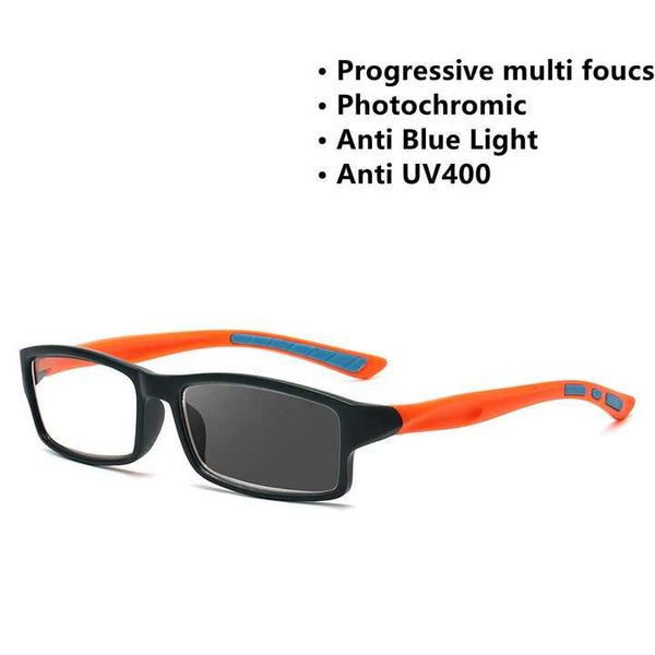 Ultralight Sports Multifocal Reading Glasses – Progressive, Photochromic, Blue Light Blocking- CML048