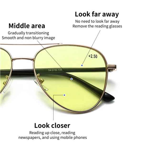 Night Vision Photochromic Blue Light Blocking Multifocal Reading Glasses - CML1990