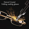 Natural Crystal Stone Clear Real Glass Lens Titanium Folding Reading Glasses (FREE BOX) - CML1058