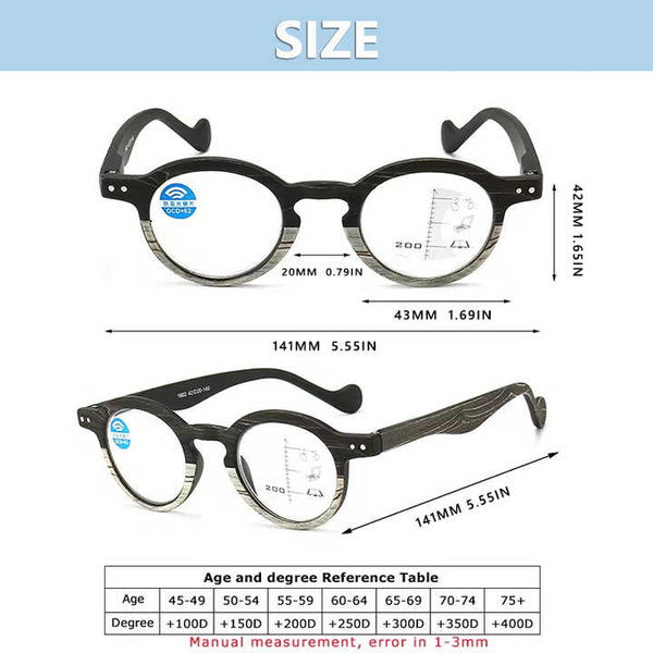 Retro Round Progressive Reading Glasses – Multifocal & Blue Light Blocking - CML1602