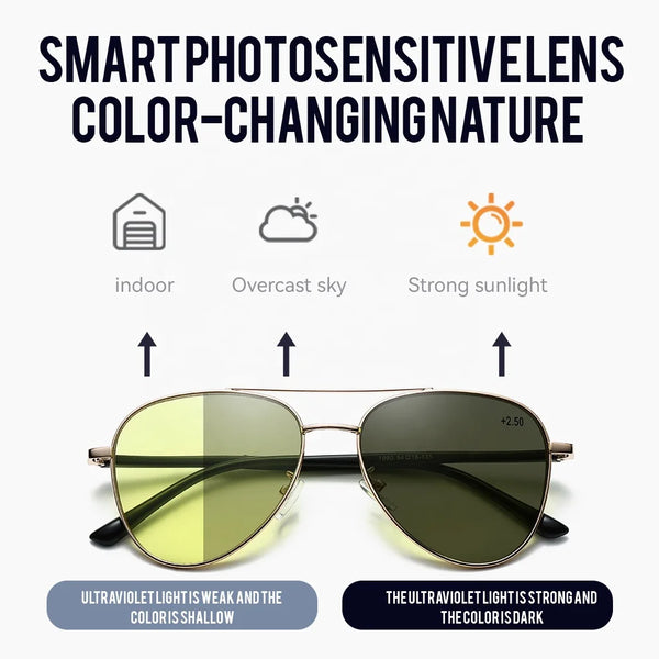 Night Vision Photochromic Blue Light Blocking Multifocal Reading Glasses - CML1990