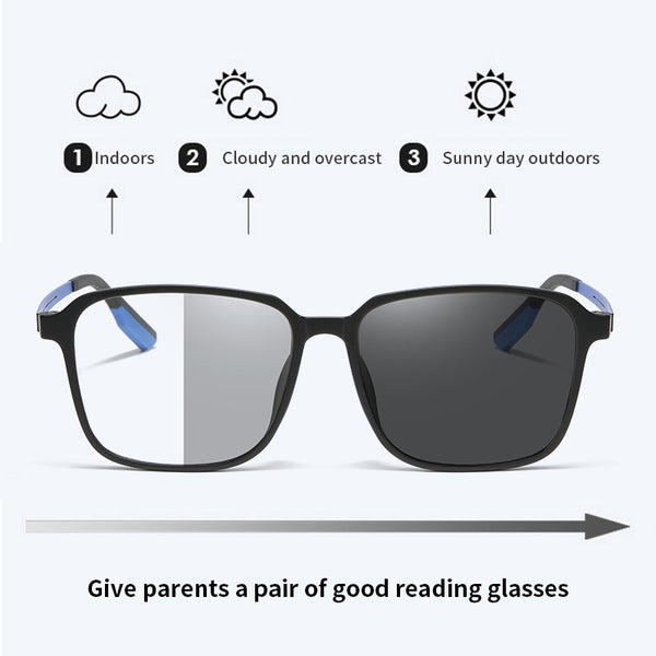 Square Ultra-Light Multifocal Progressive Smarth Photochromic Reading Glasses CML902