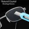 Natural Crystal Stone Clear Real Glass Lens Titanium Folding Reading Glasses (FREE BOX) - CML1058