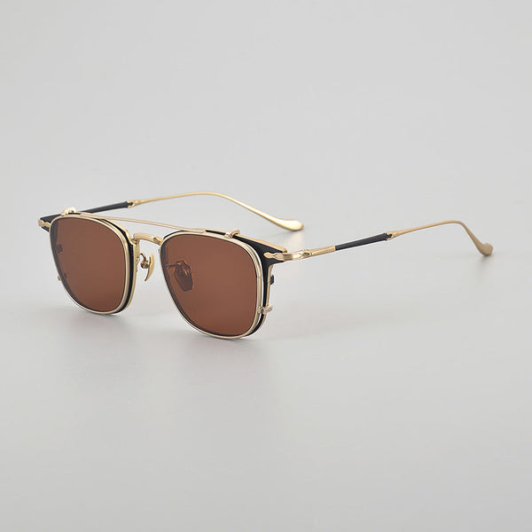 Chi Titanium Vintage Eyeglasses Frame With Sunglasses Clips