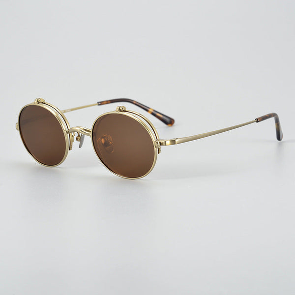 Harley Retro Round Titanium Flip-up Glasses Frame