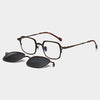 Chez Square Titanium Glasses Frame With Magnetic Sunglasses Clips