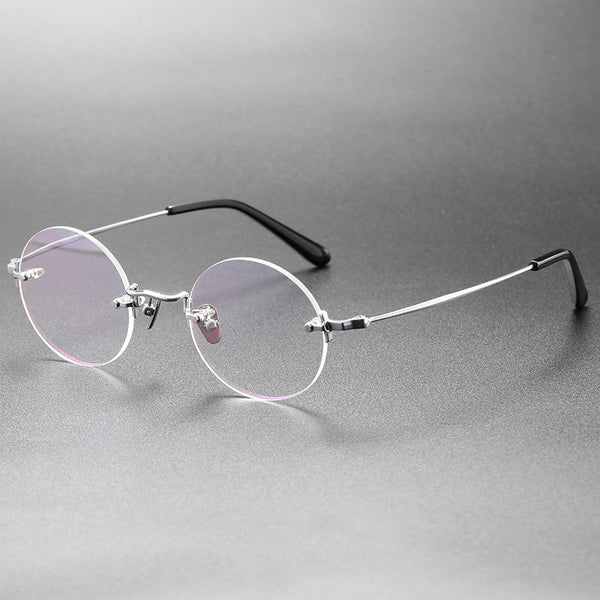 Titanium Semi-Rimless Round Glasses Frames KMN272
