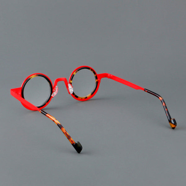 Titanium round frame plate glasses 76868