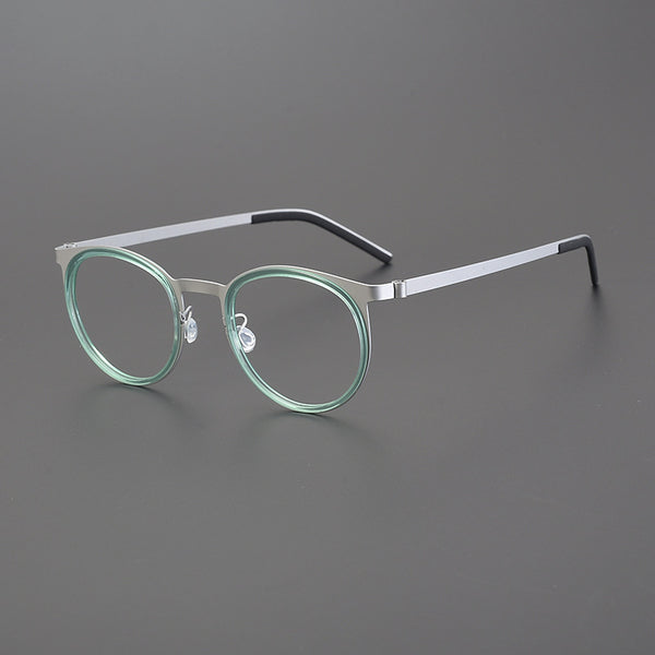 Leander Titanium Vintage Round Eyeglasses Frames 9704