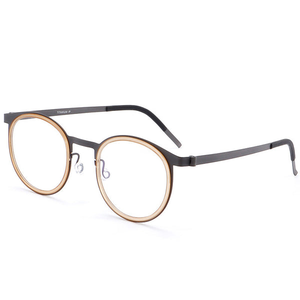Leander Titanium Vintage Round Eyeglasses Frames 9704