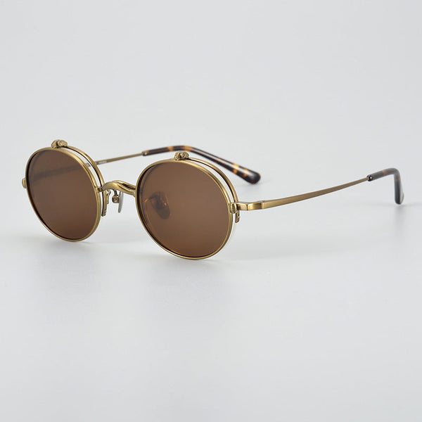 Harley Retro Round Titanium Flip-up Glasses Frame