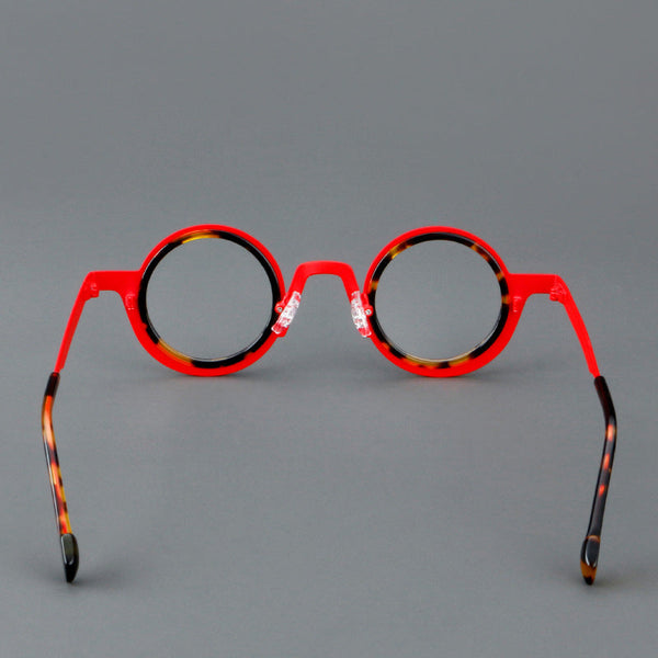 Titanium round frame plate glasses 76868