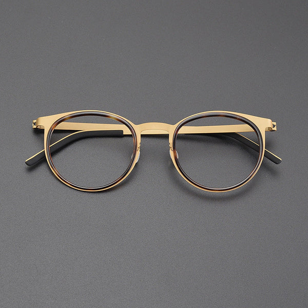 Leander Titanium Vintage Round Eyeglasses Frames 9704