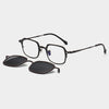Chez Square Titanium Glasses Frame With Magnetic Sunglasses Clips