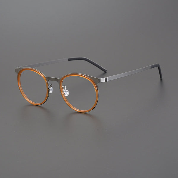 Leander Titanium Vintage Round Eyeglasses Frames 9704