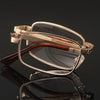 Natural Crystal Stone Clear Real Glass Lens Titanium Folding Reading Glasses (FREE BOX) - CML1058