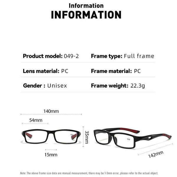 Ultralight Sports Multifocal Reading Glasses – Progressive, Photochromic, Blue Light Blocking- CML049-2