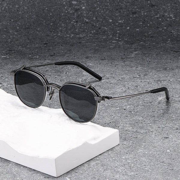 Zow Titanium Business Glasses Frame With Flip-top Sunglasses Clips