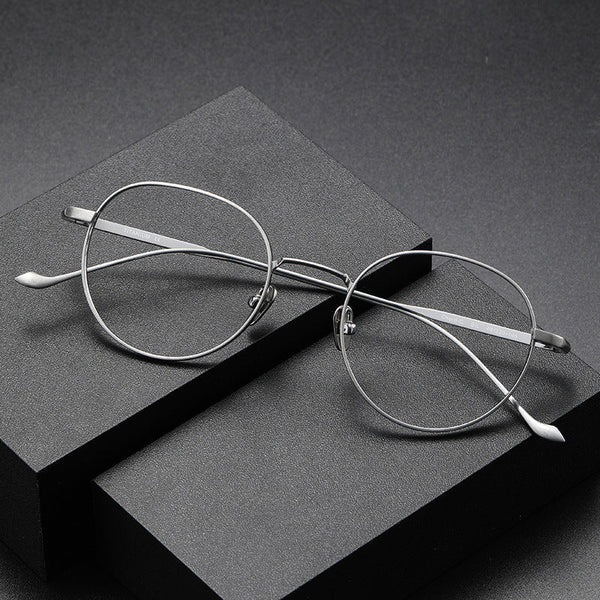 Titanium Vintage Round Eyeglasses Frames chord-C