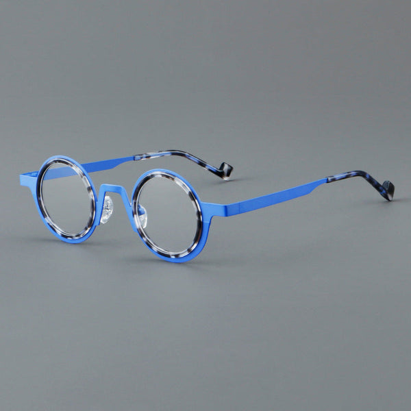 Titanium round frame plate glasses 76868