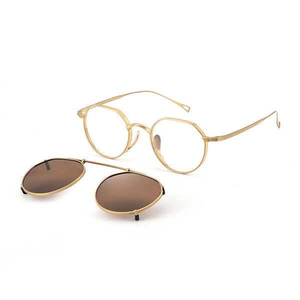 Cha Titanium Vintage Eyeglasses Frame With Sunglasses Clips