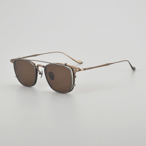 Chi Titanium Vintage Eyeglasses Frame With Sunglasses Clips
