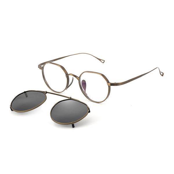 Cha Titanium Vintage Eyeglasses Frame With Sunglasses Clips