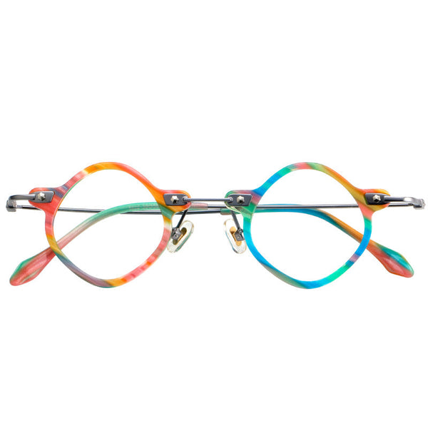 Diamond Frame Plate Glasses Retro Eye Frame Metal Flat 5822