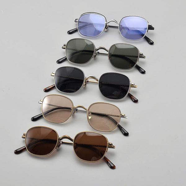 Burwell Titanium Vintage Eyeglasses Frame With Sunglasses Clips