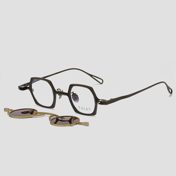 Hal Titanium Vintage Eyeglasses Frame With Sunglasses Clips