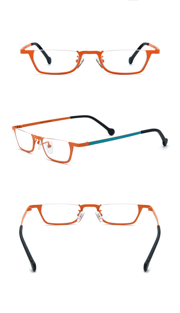 Pure Titanium Square Half Rim Eyeglasses Frame - CM185851