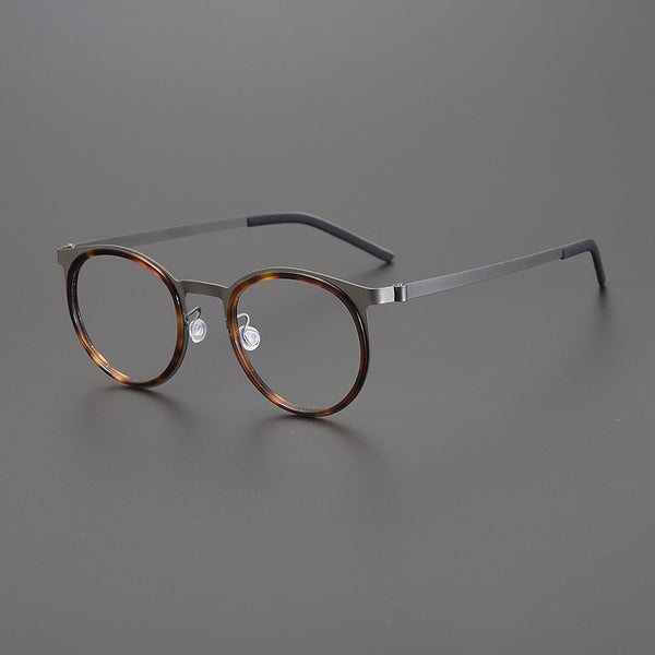 Leander Titanium Vintage Round Eyeglasses Frames 9704