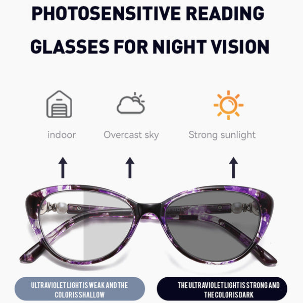 Women’s Ultralight Cat-Eye Photochromic Progressive Reading Glasses - KX002-1