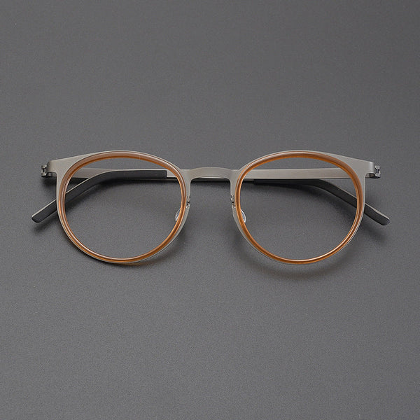 Leander Titanium Vintage Round Eyeglasses Frames 9704