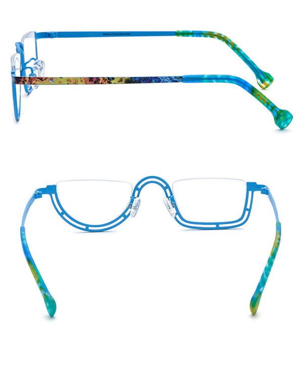 Pure Titanium Square Half Rim Eyeglasses Frame - CM185898