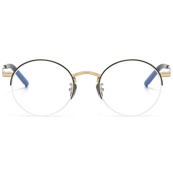 Titanium Semi-Rimless Oval Glasses Frames S-185T