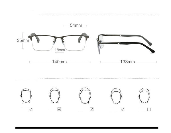 Ultra-Light Multifocal Photochromic Progressive Anti-Blue Light Reading Glasses 2S02