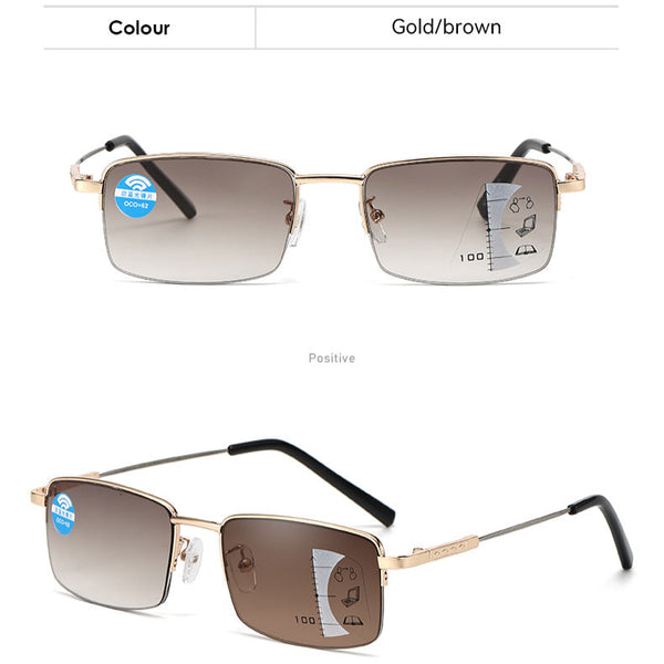 Ultra- Light Titanium Tinted Photochromic Multifocal Progressive Reading Glasses - CML1832