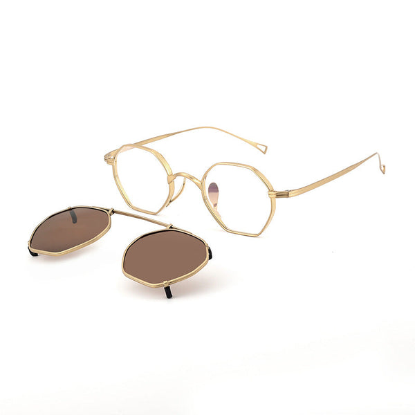 Abali Titanium Vintage Eyeglasses Frame With Sunglasses Clips