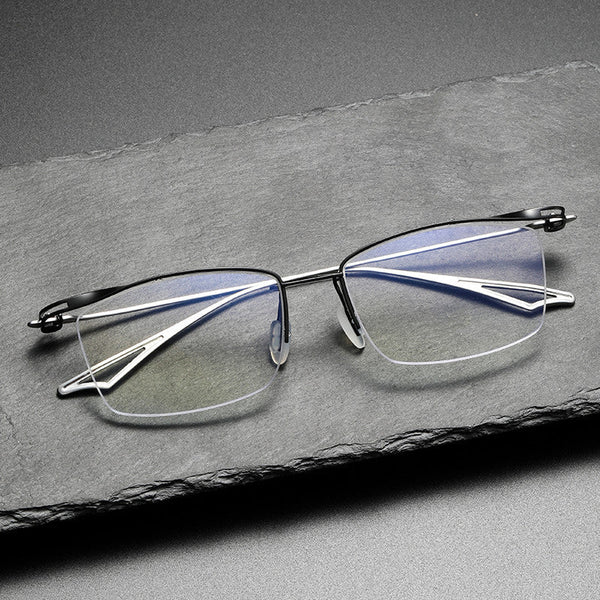 Lynch Versatile Rectangle Pure Titanium Half-frame Glasses Frame