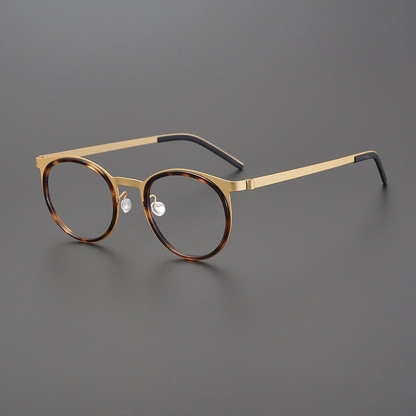 Leander Titanium Vintage Round Eyeglasses Frames 9704