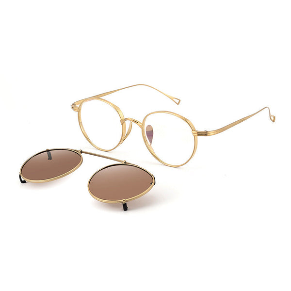 Jaklin Titanium Vintage Eyeglasses Frame With Sunglasses Clips