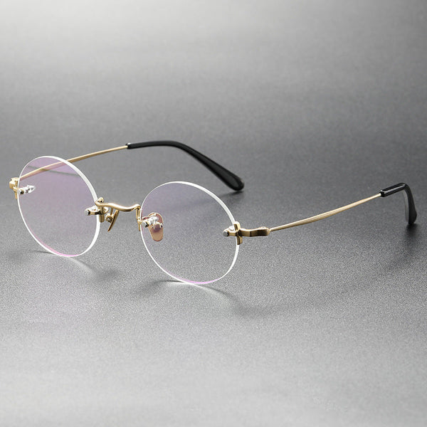 Titanium Semi-Rimless Round Glasses Frames KMN272