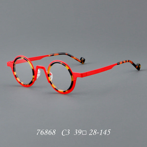 Titanium round frame plate glasses 76868