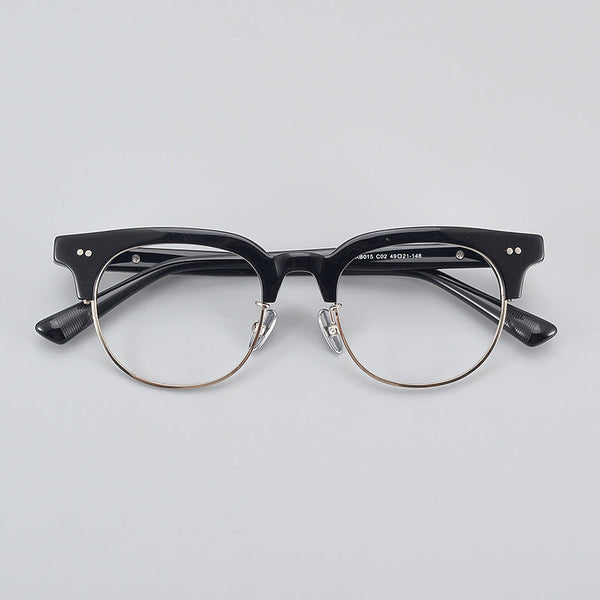 Acetate Semi-Rimless Oval Glasses Frames 015