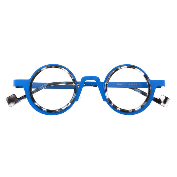 Titanium round frame plate glasses 76868