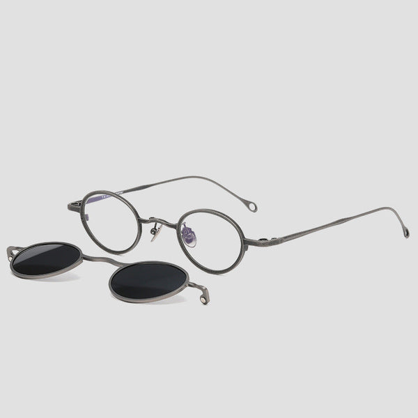 Nln Titanium Vintage Eyeglasses Frame With Sunglasses Clips