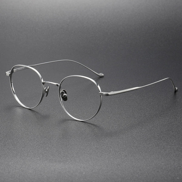 Titanium Vintage Round Eyeglasses Frames chord-C