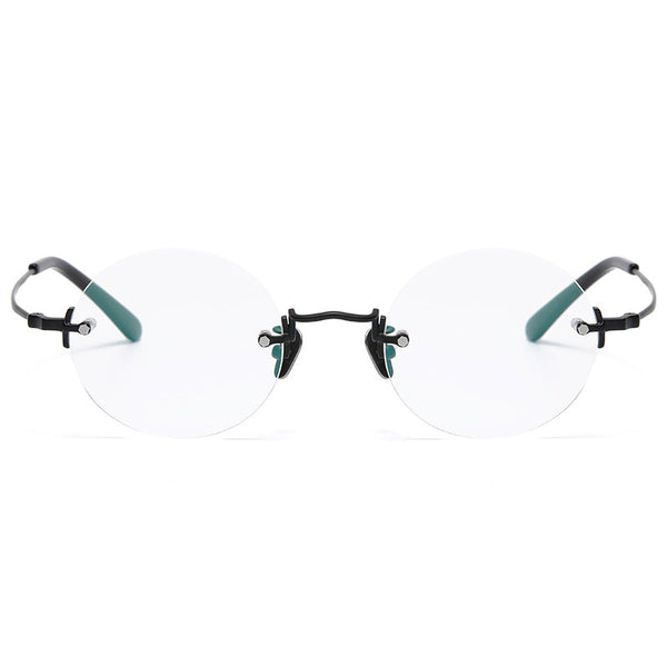 Titanium Semi-Rimless Round Glasses Frames KMN272