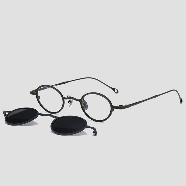 Nln Titanium Vintage Eyeglasses Frame With Sunglasses Clips